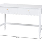Baxton Studio Roni Writing Desk with Drawers - Modern Cottage Style Desk with Scalloped Detailing for Home Office or Vanity, White