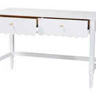 Baxton Studio Roni Writing Desk with Drawers - Modern Cottage Style Desk with Scalloped Detailing for Home Office or Vanity, White