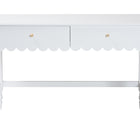 Baxton Studio Roni Writing Desk with Drawers - Modern Cottage Style Desk with Scalloped Detailing for Home Office or Vanity, White