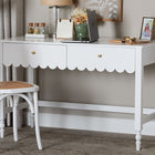 Baxton Studio Roni Writing Desk with Drawers - Modern Cottage Style Desk with Scalloped Detailing for Home Office or Vanity, White