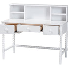Baxton Studio Archwood Writing Desk with Hutch - 3-Drawer Wood Desk with Bobbin Design for Home Office or Bedroom Workspace, White