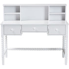 Baxton Studio Archwood Writing Desk with Hutch - 3-Drawer Wood Desk with Bobbin Design for Home Office or Bedroom Workspace, White