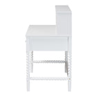 Baxton Studio Archwood Writing Desk with Hutch - 3-Drawer Wood Desk with Bobbin Design for Home Office or Bedroom Workspace, White