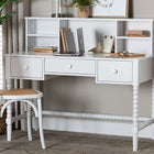 Baxton Studio Archwood Writing Desk with Hutch - 3-Drawer Wood Desk with Bobbin Design for Home Office or Bedroom Workspace, White