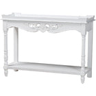 Baxton Studio Rafferty Distressed Console Table - Vintage-Inspired White Accent Table with Ornate Carved Apron and Lower Shelf, Classic Entryway or Sofa Table