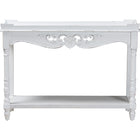 Baxton Studio Rafferty Distressed Console Table - Vintage-Inspired White Accent Table with Ornate Carved Apron and Lower Shelf, Classic Entryway or Sofa Table