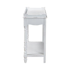 Baxton Studio Rafferty Distressed Console Table - Vintage-Inspired White Accent Table with Ornate Carved Apron and Lower Shelf, Classic Entryway or Sofa Table