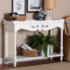 Baxton Studio Rafferty Distressed Console Table - Vintage-Inspired White Accent Table with Ornate Carved Apron and Lower Shelf, Classic Entryway or Sofa Table