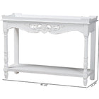 Baxton Studio Rafferty Distressed Console Table - Vintage-Inspired White Accent Table with Ornate Carved Apron and Lower Shelf, Classic Entryway or Sofa Table