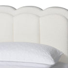 Baxton Studio Caradonna Cream Teddy-Bear Fabric Bed with Storage Drawers - Fully Upholstered Platform Bed with Scalloped Headboard, Queen