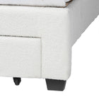Baxton Studio Caradonna Cream Teddy-Bear Fabric Bed with Storage Drawers - Fully Upholstered Platform Bed with Scalloped Headboard, Queen