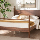 Baxton Studio Gianetta Wood Platform Bed - Traditional Poster Bed Frame with Panel Headboard and Low Profile Footboard, Classic Bedroom Furniture, Queen