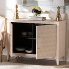 Baxton Studio Nira Faux Shagreen Storage Cabinet - Contemporary 2-Door Accent Sideboard with Sleek Metal Handles, for Entryway or Living Room
