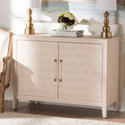 Baxton Studio Nira Faux Shagreen Storage Cabinet - Contemporary 2-Door Accent Sideboard with Sleek Metal Handles, for Entryway or Living Room