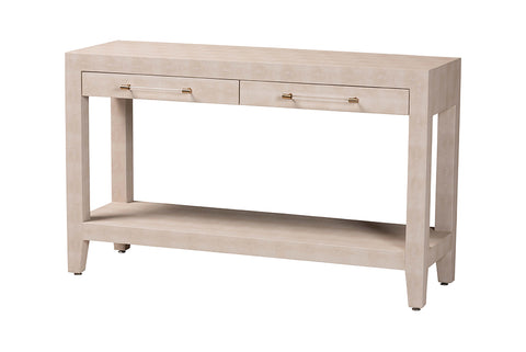 Baxton Studio Nira Faux Shagreen Console Table - Contemporary Accent Display Piece with 2 Drawers and Open Shelf, Storage Solution for Entryway or Living Room
