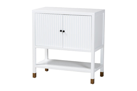 bali & pari Aiden Fluted Sideboard -  2-Door Accent Storage Cabinet with Open Shelf and Raised Legs, Compact Entryway or Dining Room Cabinet
