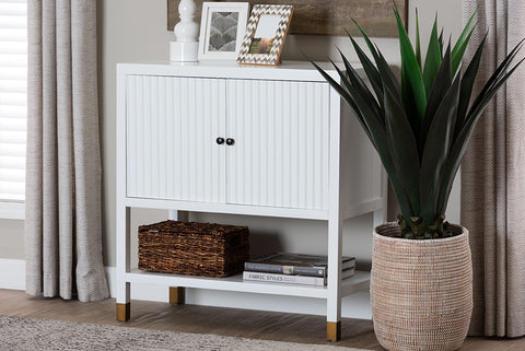 bali & pari Aiden Fluted Sideboard -  2-Door Accent Storage Cabinet with Open Shelf and Raised Legs, Compact Entryway or Dining Room Cabinet
