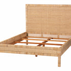 bali & pari Kalimantan Natural Rattan Bed - Coastal Boho Style Bed Frame with Woven Detailing, Queen