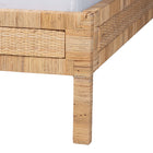 bali & pari Kalimantan Natural Rattan Bed - Coastal Boho Style Bed Frame with Woven Detailing, Queen