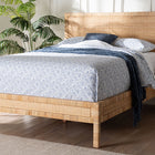 bali & pari Kalimantan Natural Rattan Bed - Coastal Boho Style Bed Frame with Woven Detailing, Queen
