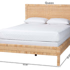 bali & pari Kalimantan Natural Rattan Bed - Coastal Boho Style Bed Frame with Woven Detailing, Queen