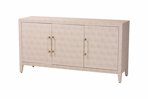 Baxton Studio Nira Faux Shagreen Sideboard  -  Contemporary 3-Door Buffet Storage Cabinet with Sleek Handles for Dining Room or Living Room