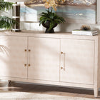 Baxton Studio Nira Faux Shagreen Sideboard  -  Contemporary 3-Door Buffet Storage Cabinet with Sleek Handles for Dining Room or Living Room