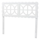 Baxton Studio Nansen Wood Headboard with Scalloped Frame - Geometric Cutout Decorative Panel for Bed Frame, Modern Coastal Bedroom Accent with Adjustable Height, Full, White