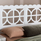 Baxton Studio Nansen Wood Headboard with Scalloped Frame - Geometric Cutout Decorative Panel for Bed Frame, Modern Coastal Bedroom Accent with Adjustable Height, Full, White