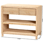 bali & pari Lanica Braided Natural Rattan Console Table with Drawers and Shelves - Coastal Style Storage Cabinet for Entryway, Living Room, or Bedroom, 35"