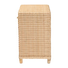 bali & pari Lanica Braided Natural Rattan Console Table with Drawers and Shelves - Coastal Style Storage Cabinet for Entryway, Living Room, or Bedroom, 35"
