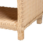 bali & pari Lanica Braided Natural Rattan Console Table with Drawers and Shelves - Coastal Style Storage Cabinet for Entryway, Living Room, or Bedroom, 35"