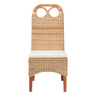 bali & pari Dyna Natural Rattan Dining Chair - Handwoven Wicker Side Chair with Removable Cushion and Loop Backrest, Boho Coastal Seating for Dining Room or Kitchen