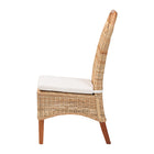 bali & pari Dyna Natural Rattan Dining Chair - Handwoven Wicker Side Chair with Removable Cushion and Loop Backrest, Boho Coastal Seating for Dining Room or Kitchen