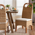 bali & pari Dyna Natural Rattan Dining Chair - Handwoven Wicker Side Chair with Removable Cushion and Loop Backrest, Boho Coastal Seating for Dining Room or Kitchen