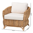 bali & pari Roma Rattan and Seagrass Armchair with Cushions - Handwoven Lounge Chair with Wide Armrests and Sculptural Base, Boho Coastal Living Room Furniture