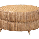 bali & pari Roma Rattan and Seagrass Coffee Table - Low Profile Boho Accent Table with Textured Design and Natural Finish, Handcrafted Rattan Centerpiece for Living Room or Lounge