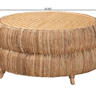 bali & pari Roma Rattan and Seagrass Coffee Table - Low Profile Boho Accent Table with Textured Design and Natural Finish, Handcrafted Rattan Centerpiece for Living Room or Lounge