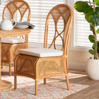 bali & pari Elsa Natural Rattan Dining Chair - Handcrafted Wicker Side Chair with Openwork Back and Woven Detailing, Coastal Boho Seating for Dining Room or Kitchen