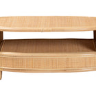 bali & pari Dyna Natural Rattan Coffee Table with Open Shelf - Handwoven Wicker Accent Table with Oval Tabletop and Braided Weavings, Coastal Boho Living Room Centerpiece