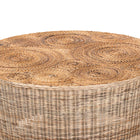 bali & pari Hosanna Natural Rattan Coffee Table - Handwoven Wicker Accent Table with Textured Spiral Top for Living Room or Lounge