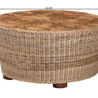 bali & pari Hosanna Natural Rattan Coffee Table - Handwoven Wicker Accent Table with Textured Spiral Top for Living Room or Lounge