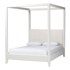 Baxton Studio Aerona Boucle Upholstered Canopy Bed - Four Poster Platform Bed with Channel-Tufted Headboard, Cream, Queen