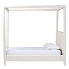 Baxton Studio Aerona Boucle Upholstered Canopy Bed - Four Poster Platform Bed with Channel-Tufted Headboard, Cream, Queen