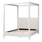 Baxton Studio Aerona Boucle Upholstered Canopy Bed - Four Poster Platform Bed with Channel-Tufted Headboard, Cream, Queen