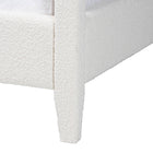 Baxton Studio Aerona Boucle Upholstered Canopy Bed - Four Poster Platform Bed with Channel-Tufted Headboard, Cream, Queen