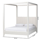 Baxton Studio Aerona Boucle Upholstered Canopy Bed - Four Poster Platform Bed with Channel-Tufted Headboard, Cream, Queen
