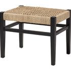 bali & pari Amber Seagrass Accent Bench - Handwoven Natural Fiber Stool with Black Wood Frame, Compact Coastal Boho Seating for Living Room or Entryway