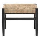 bali & pari Amber Seagrass Accent Bench - Handwoven Natural Fiber Stool with Black Wood Frame, Compact Coastal Boho Seating for Living Room or Entryway