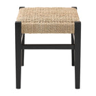 bali & pari Amber Seagrass Accent Bench - Handwoven Natural Fiber Stool with Black Wood Frame, Compact Coastal Boho Seating for Living Room or Entryway